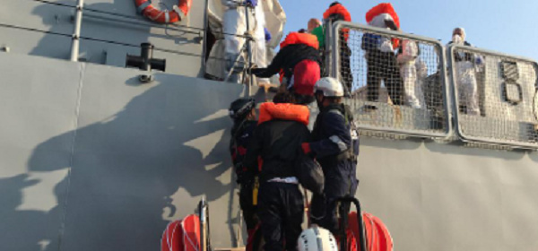 The migrants were isolated on the aft deck of the ship while at sea