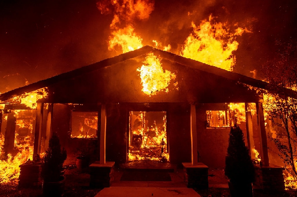 File photo of a burning house