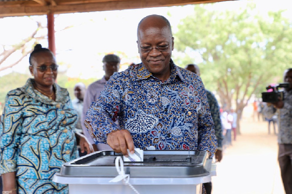 President John Magufuli casting his ballot