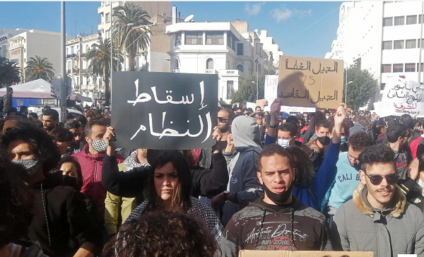 Protestors in Tunis