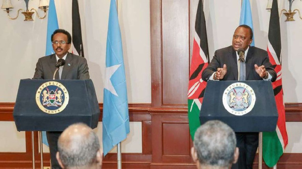 Somali President Mohamed Farmaajo and Kenyan President Uhuru Kenyatta at a past press conference