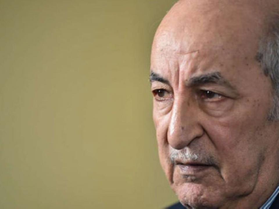 Algerian presidential candidate Abdelmadjid Tebboune, at the headquarters of al-Hiwar newspaper in th