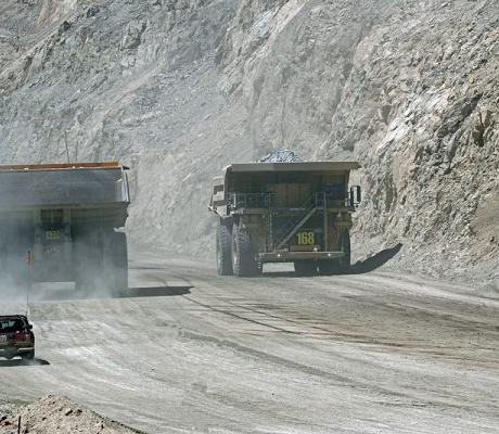 File photo of trucks in a mine
