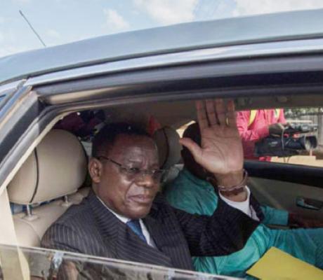 Cameroon opposition leader Maurice Kamto being driven away