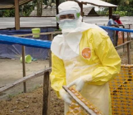 Doctor Dadin Bonkole works at the Ingende Hospital's Ebola Red Zone