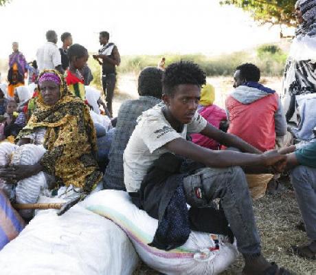 Ethiopian refugees at the Um Rakuba camp which houses refugees fleeing the fighting in Tigray