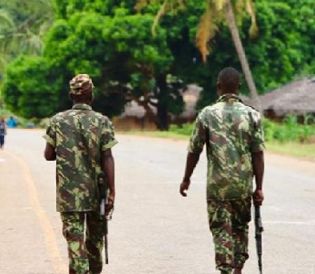 Soldiers patrol the streets after attacks in northern Mozambique