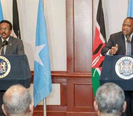 Somali President Mohamed Farmaajo and Kenyan President Uhuru Kenyatta at a past press conference