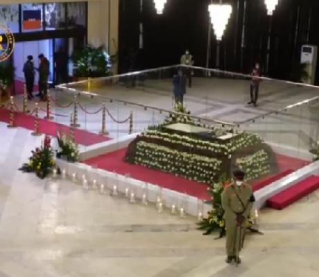 The mortal remains of the late former President Jerry John Rawlings lying in state