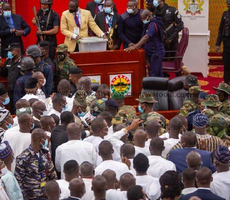 There was chaos in Ghana's Parliament during the election of a Speaker