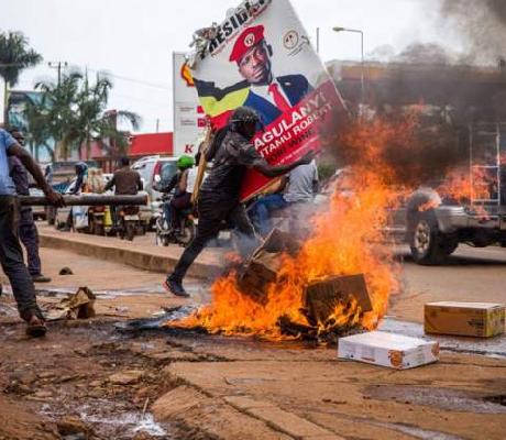 Ugandans protest against arrest of Bobi Wine