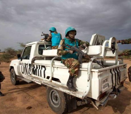 Unamid troops from Tanzania deployed in Khor Abeche, South Darfur, conducting a routine patrol