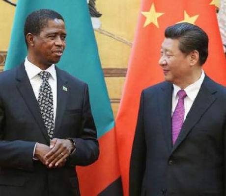 Zambian President Edgar Lungu (L) and President Xi Jinpin