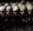 (FILES) This file photo taken on April 4, 2014 shows human skulls exhibited at the Genocide memorial in Nyamata, inside Catholic church where thousands were slaughtered  