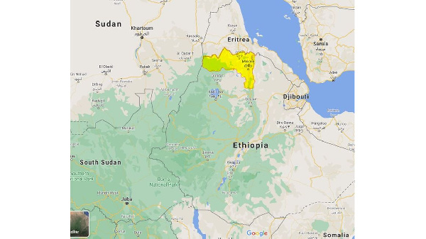 A map highlighting Tigray region in northern Ethiopia, PHOTO | GOOGLE MAPS