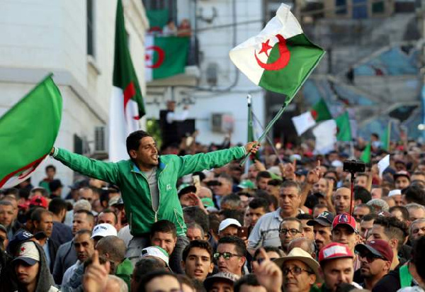 Mass protests against Algeria's elite started in February last year (Reuters)