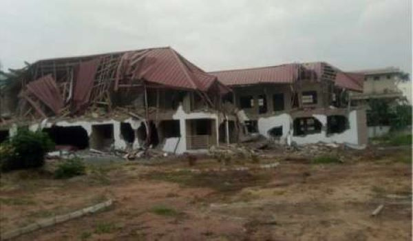 The demolished building at the Nigerian High Commission