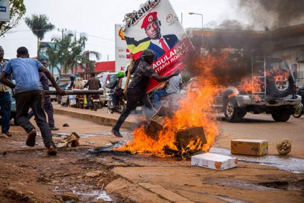 Ugandans protest against arrest of Bobi Wine