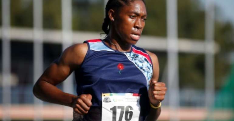 Double Olympics 800 metres champion Caster Semenya on her way to winning the South African championships 5,000m title in Pretoria.