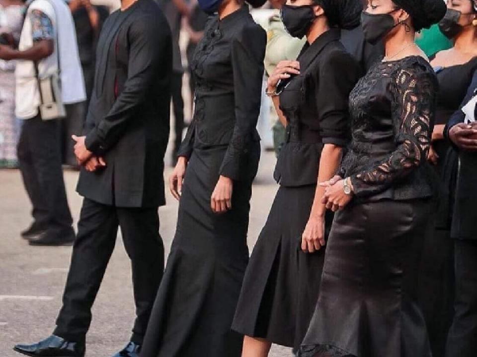 Children of former President Rawlings, Zanetor, Yaa Asantewaa, Amina and Kimathi during the funeral