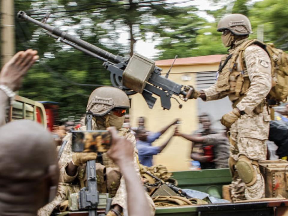 The mutinying soldiers were cheered by crowds as they reached the capital Bamako on Tuesday