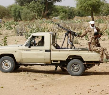 A convoy of Sudanese security forces deploy during a rally in al-Geneina, PHOTO | AFP
