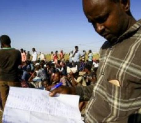 An official at one of the refugee reception centers in Sudan