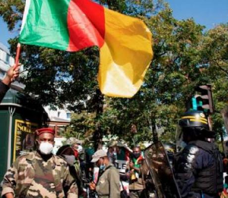 Anti-government protests were also held near Cameroon's embassy in Paris