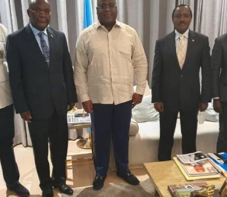DR Congo President Felix Tshisekedi (centre), Kenya's former Vice President Kalonzo Musyoka