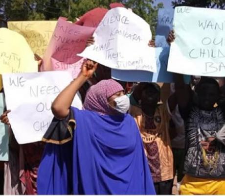 The protesters also chanted songs seeking the rescue of the abducted students