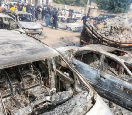 This burned out vehicle was found near the scene
