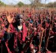 A Maasai elder blesses the celebrants during the Olng'esherr (meat-eating) passage ceremony to unite